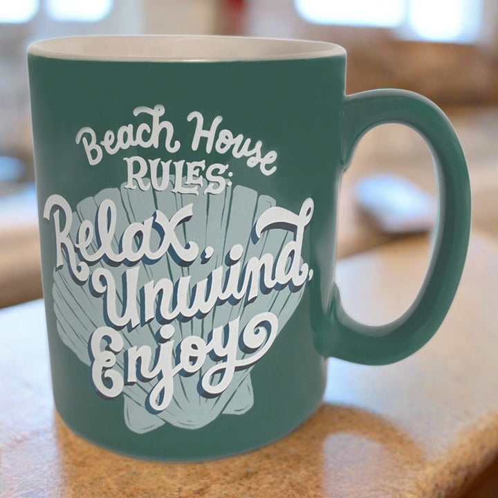 Ceramic Mug 16oz - Beach House Rules