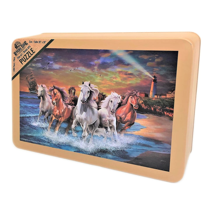 Jigsaw Puzzle in Tin 1000-Piece - Horses on Seashore