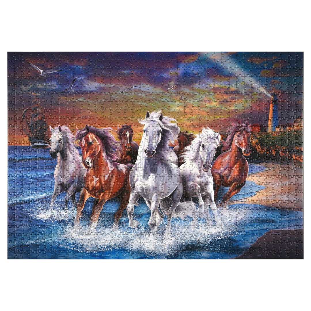 Jigsaw Puzzle in Tin 1000-Piece - Horses on Seashore