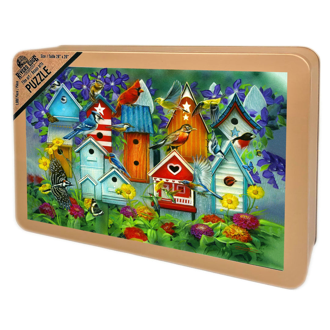 Jigsaw Puzzle in Tin 1000 Piece - Birdhouse Garden