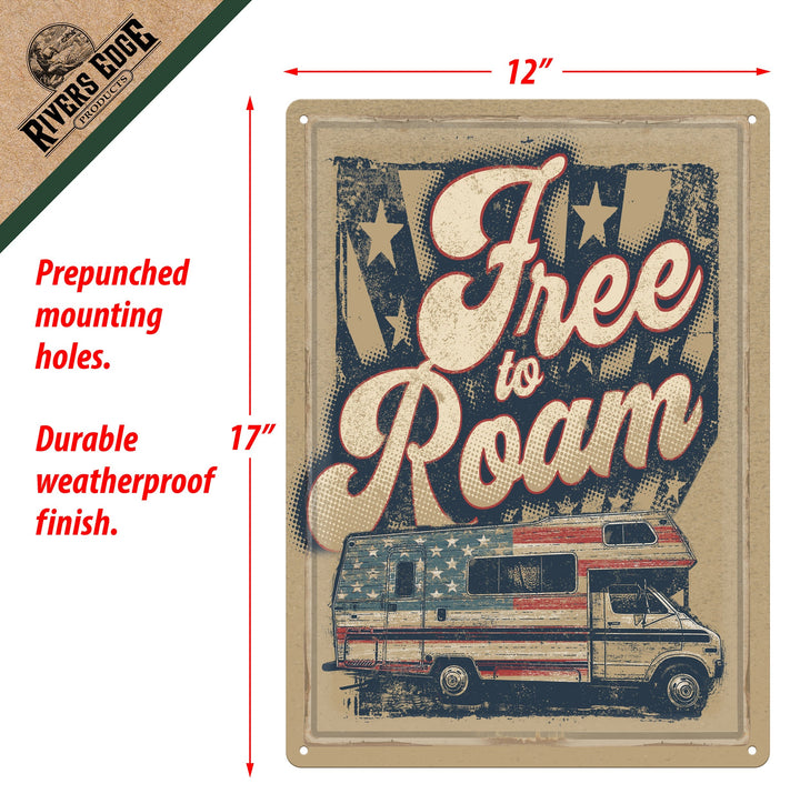 Metal Tin Signs, Funny, Vintage, Personalized 12-Inch x 17-Inch - Free to Roam