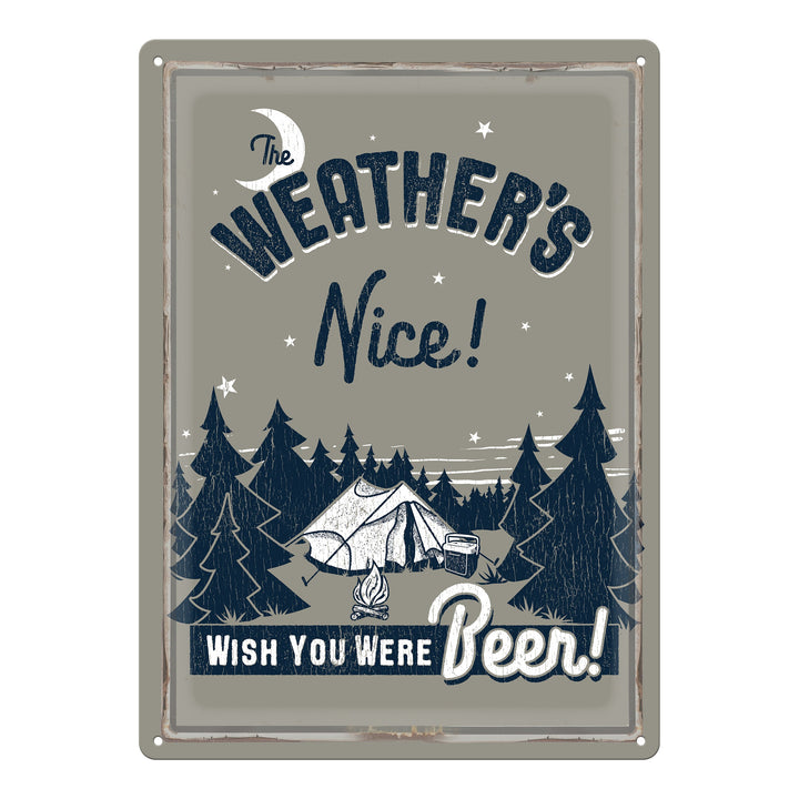 Metal Tin Signs, Funny, Vintage, Personalized 12-Inch x 17-Inch - Wish You Were Beer