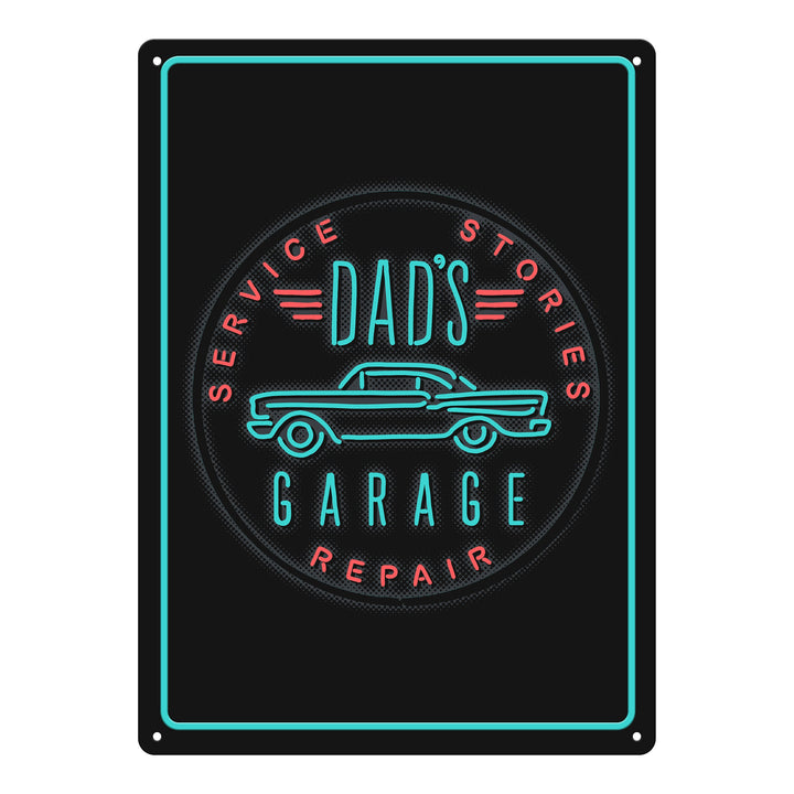 Metal Tin Signs, Funny, Vintage, Personalized 12-Inch x 17-Inch - Dad's Garage