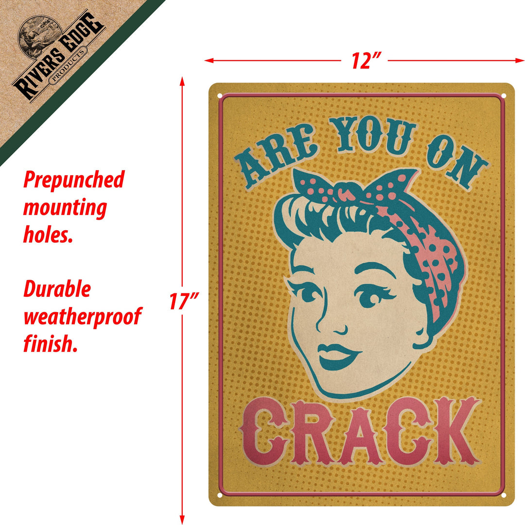 Metal Tin Signs, Funny, Vintage, Personalized 12-Inch x 17-Inch - Are You On Crack