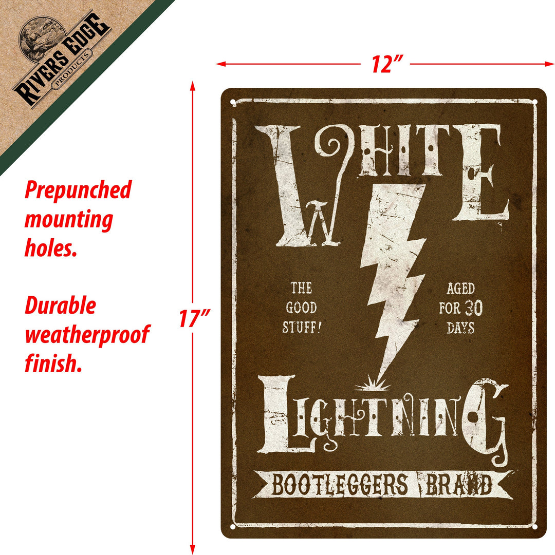 Metal Tin Signs, Funny, Vintage, Personalized 12-Inch x 17-Inch - White Lightning