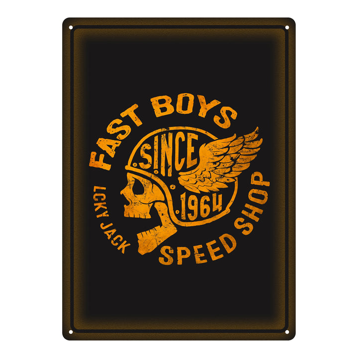 Metal Tin Signs, Funny, Vintage, Personalized 12-Inch x 17-Inch - Fast Boys Speed Shop