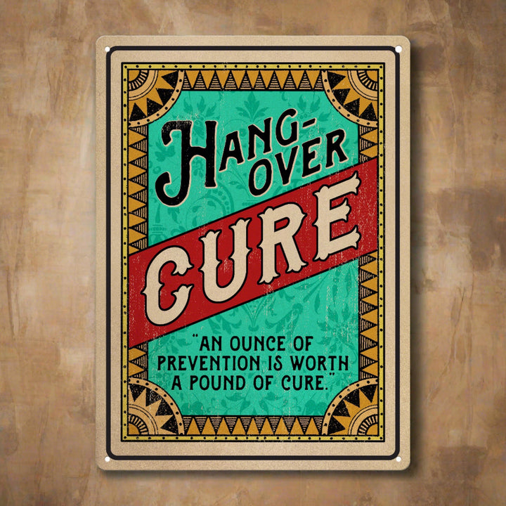 Metal Tin Signs, Funny, Vintage, Personalized 12-Inch x 17-Inch - Hangover Cure