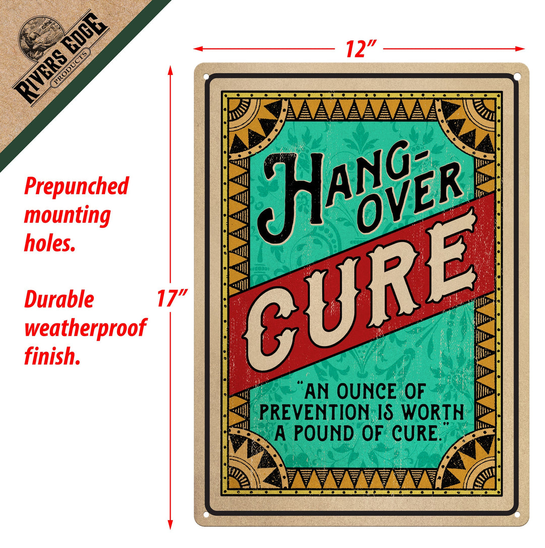 Metal Tin Signs, Funny, Vintage, Personalized 12-Inch x 17-Inch - Hangover Cure