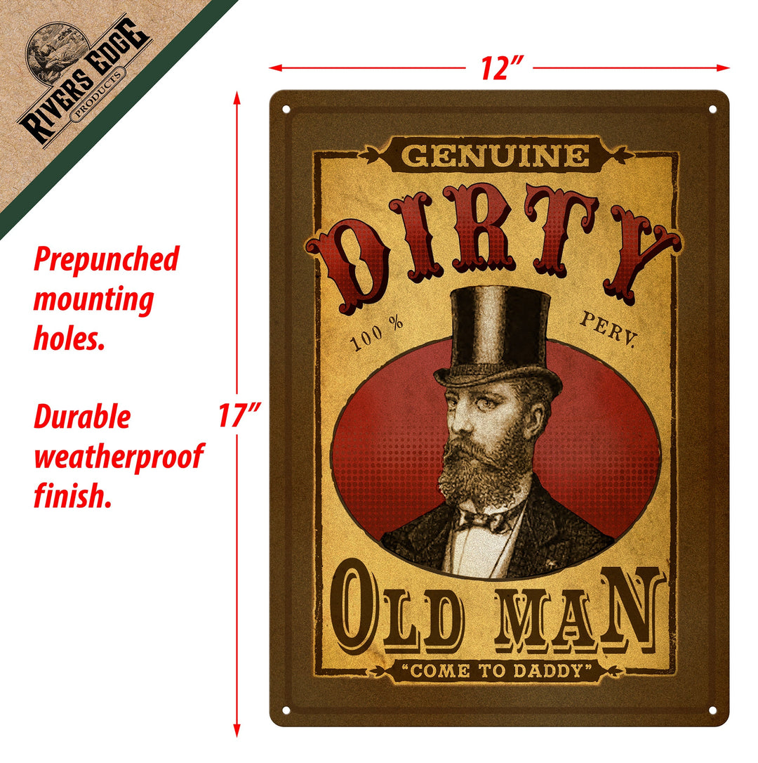 Metal Tin Signs, Funny, Vintage, Personalized 12-Inch x 17-Inch - Dirty Old Man