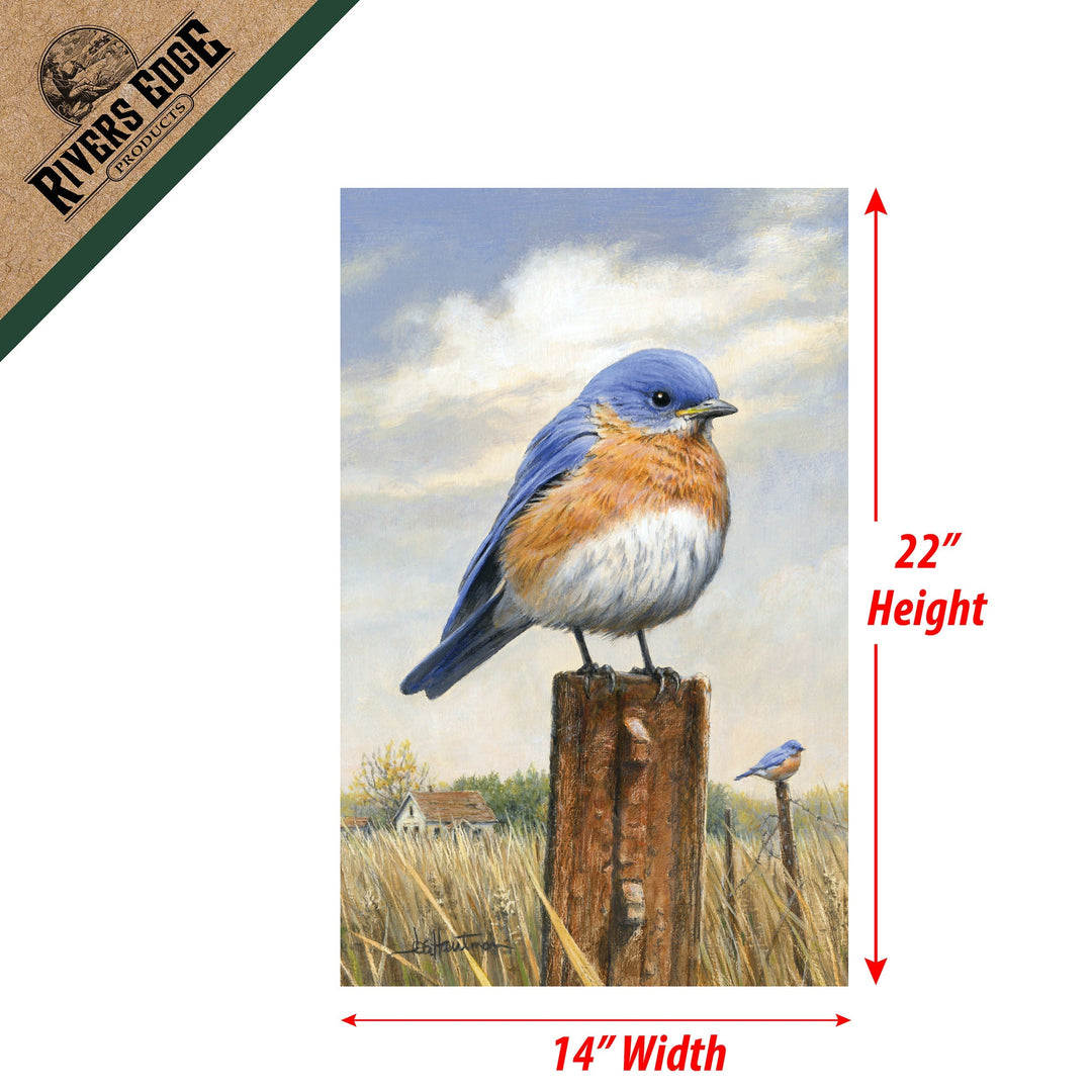 Lawn Yard Decor Double Sided Flag 14-Inch x 22-Inch with Pole - Homestead Bluebird