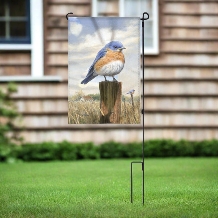 Lawn Yard Decor Double Sided Flag 14-Inch x 22-Inch with Pole - Homestead Bluebird