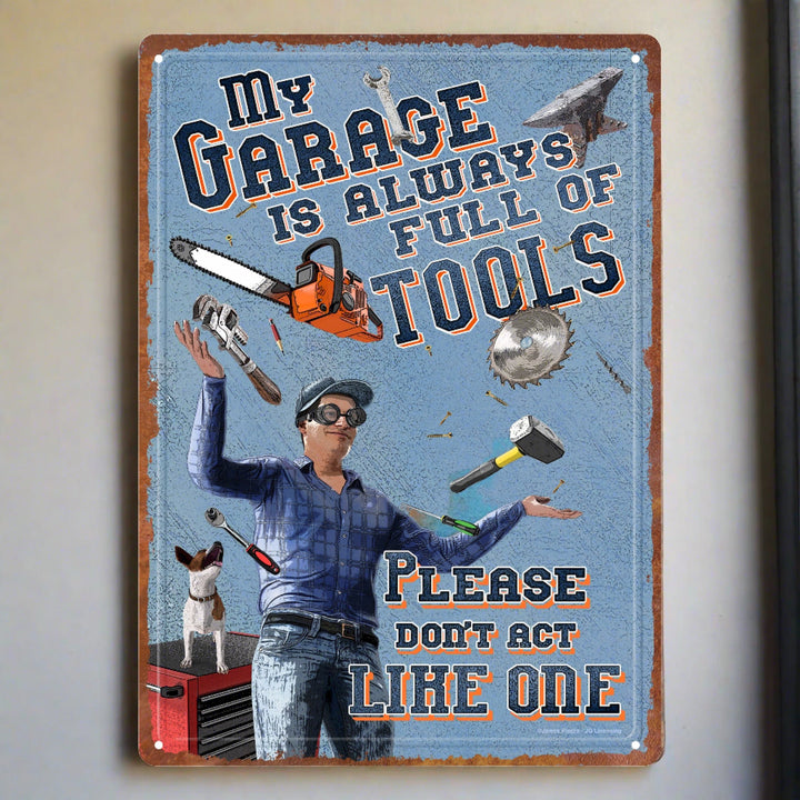 Metal Tin Signs, Funny, Vintage, Personalized 12-Inch x 17-Inch - Garage Tools