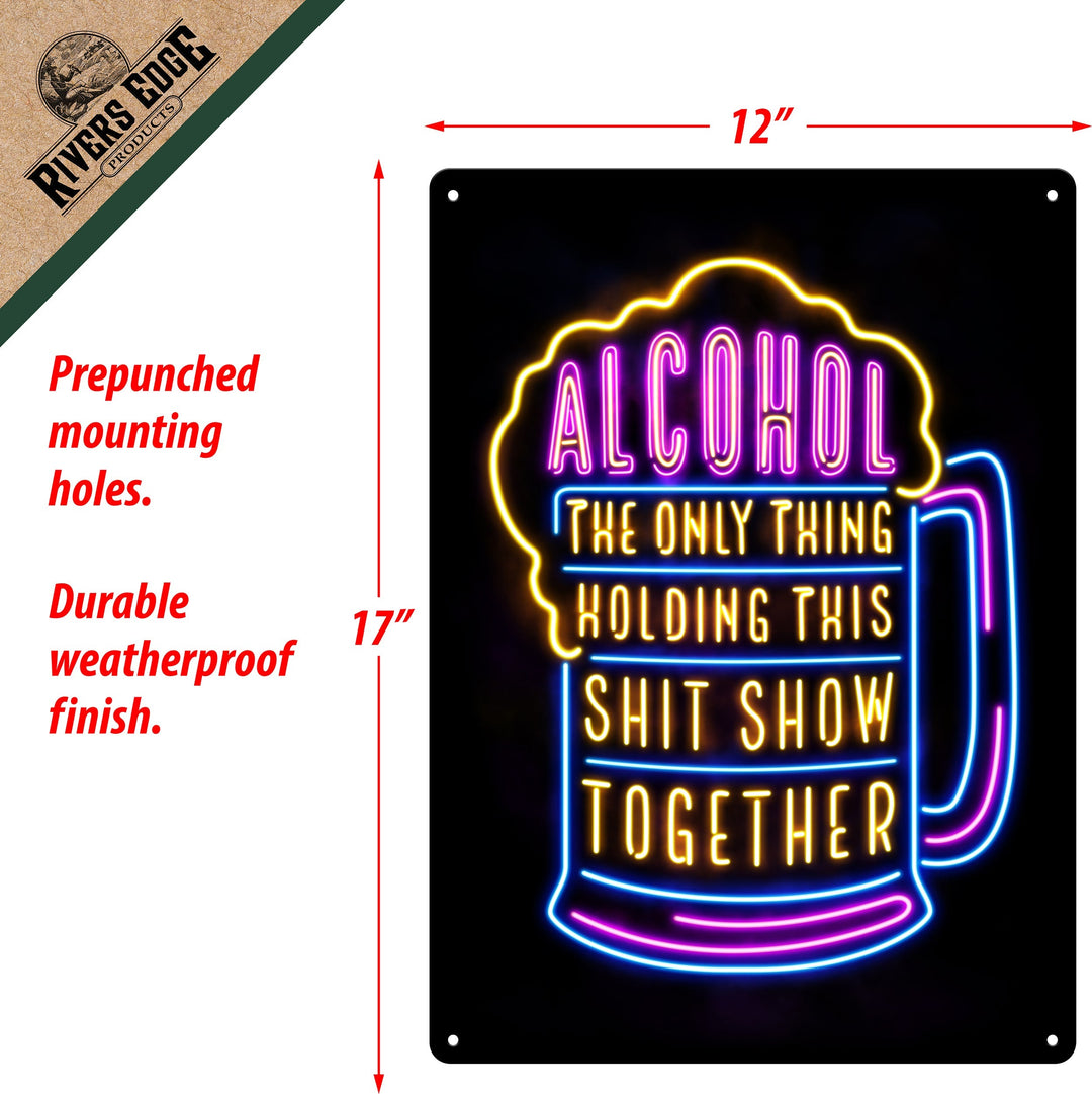 Metal Tin Signs, Funny, Vintage, Personalized 12-Inch x 17-Inch - Alcohol Show