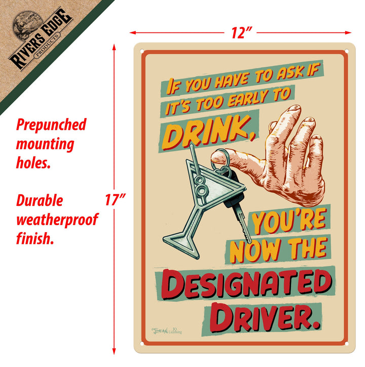 Metal Tin Signs, Funny, Vintage, Personalized 12-Inch x 17-Inch - Designated Driver