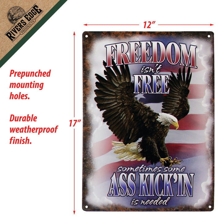 Metal Tin Signs, Funny, Vintage, Personalized 12-Inch x 17-Inch - Freedom Isn't Free