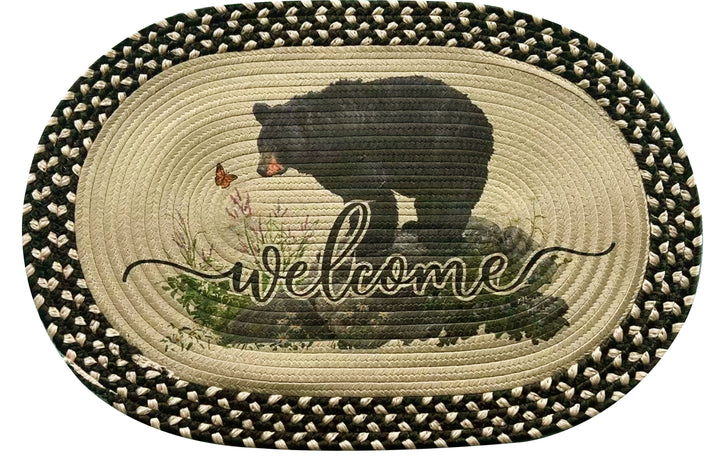 Braided Rug 26-inch Oval - Bear Butterfly Watching