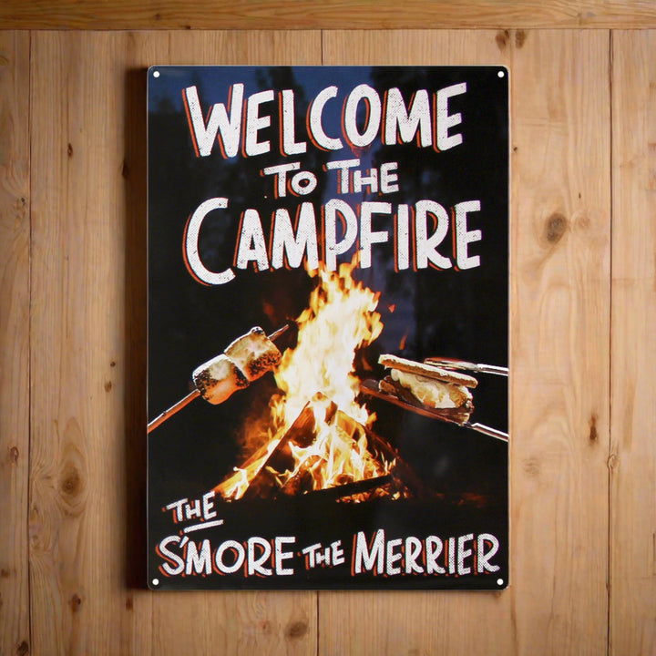 Metal Tin Signs, Funny, Vintage, Personalized 12-Inch x 17-Inch - The S'more the Merrier