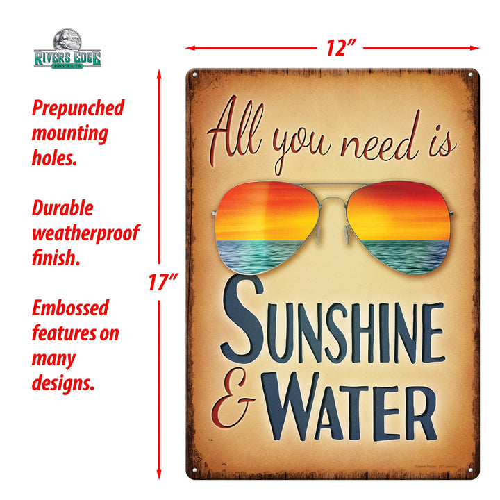 Metal Tin Signs, Funny, Vintage, Personalized 12-Inch x 17-Inch - Sunshine and Water