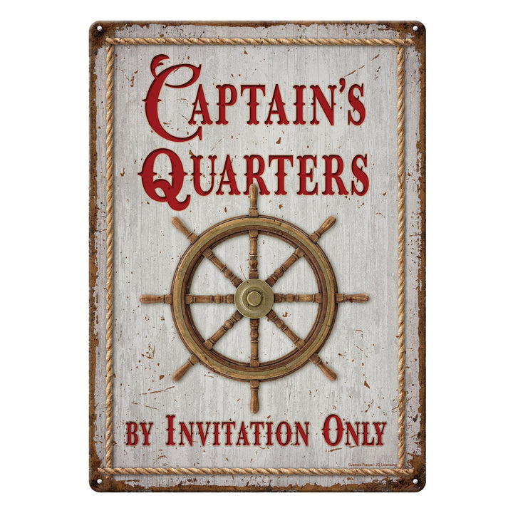 Metal Tin Signs, Funny, Vintage, Personalized 12-Inch x 17-Inch - Captain's Quarters