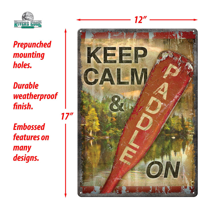 Metal Tin Signs, Funny, Vintage, Personalized 12-Inch x 17-Inch - Calm Paddle