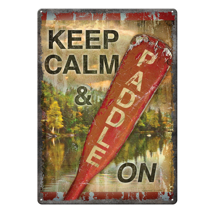 Metal Tin Signs, Funny, Vintage, Personalized 12-Inch x 17-Inch - Calm Paddle