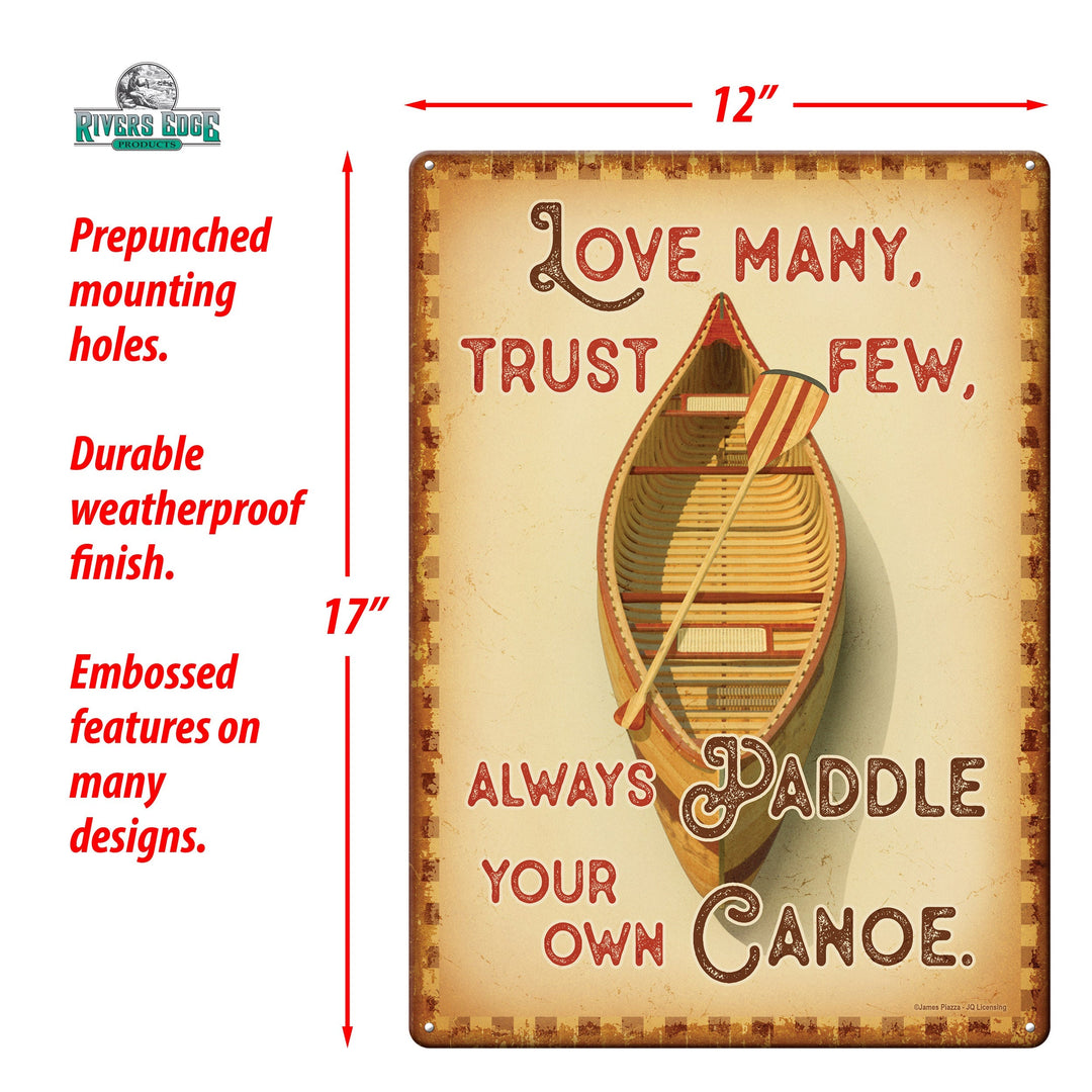 Metal Tin Signs, Funny, Vintage, Personalized 12-Inch x 17-Inch - Paddle Your Own Canoe