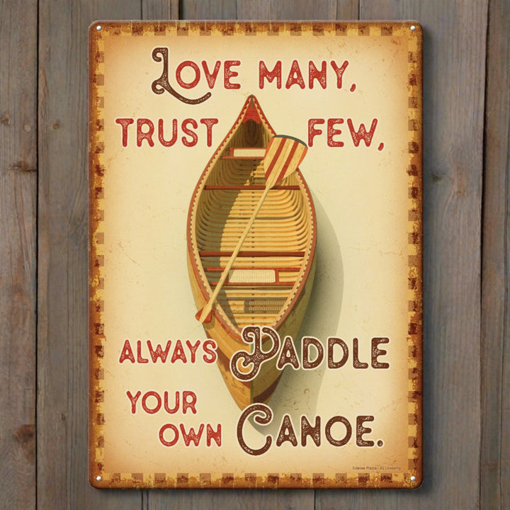 Metal Tin Signs, Funny, Vintage, Personalized 12-Inch x 17-Inch - Paddle Your Own Canoe