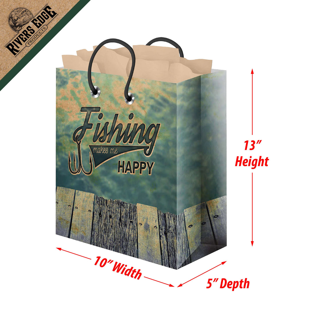 Gift Bag Medium with Tissue Paper - Fishing Happy