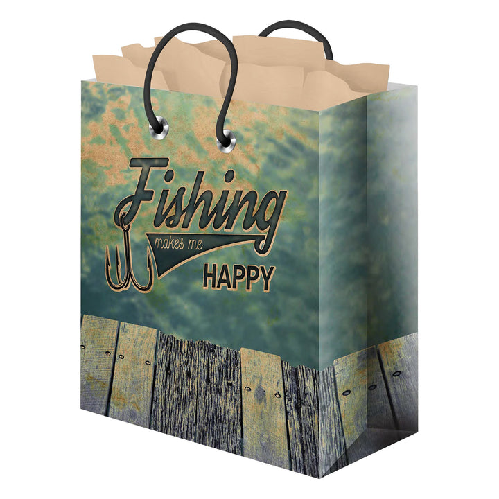 Gift Bag Medium with Tissue Paper - Fishing Happy