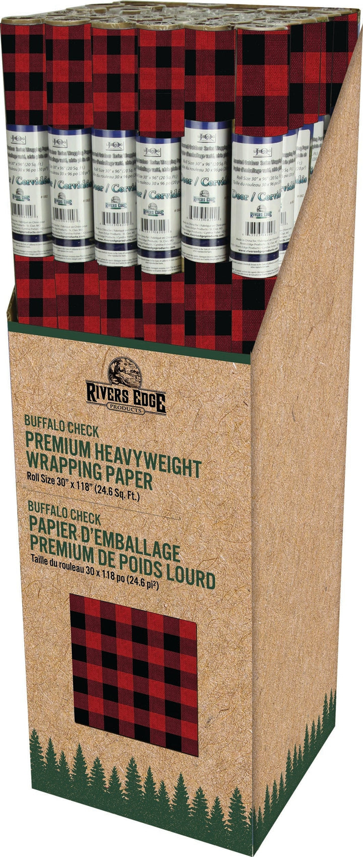 Gift Wrap Premium 118in x 30in - Buffalo Check (Minimum 36 per Display)