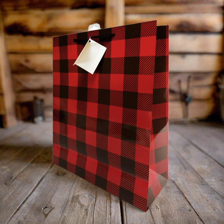 Gift Bag Large with Tissue Paper - Buffalo Check (Minimum of 12)