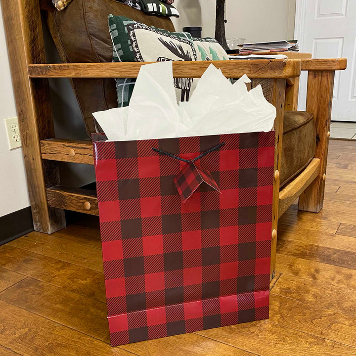 Gift Bag Large with Tissue Paper - Buffalo Check (Minimum of 12)