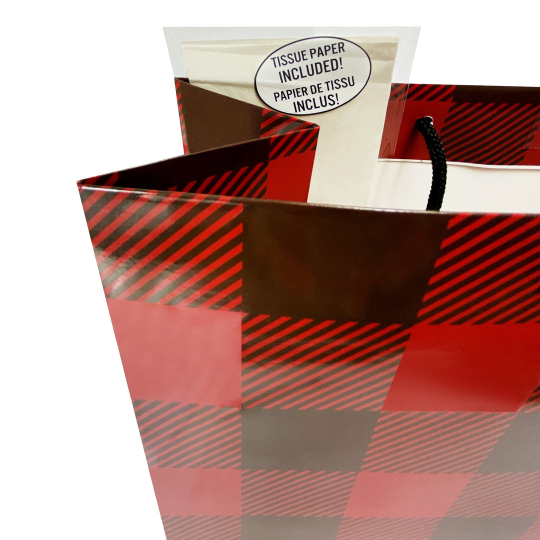 Gift Bag Large with Tissue Paper - Buffalo Check (Minimum of 12)