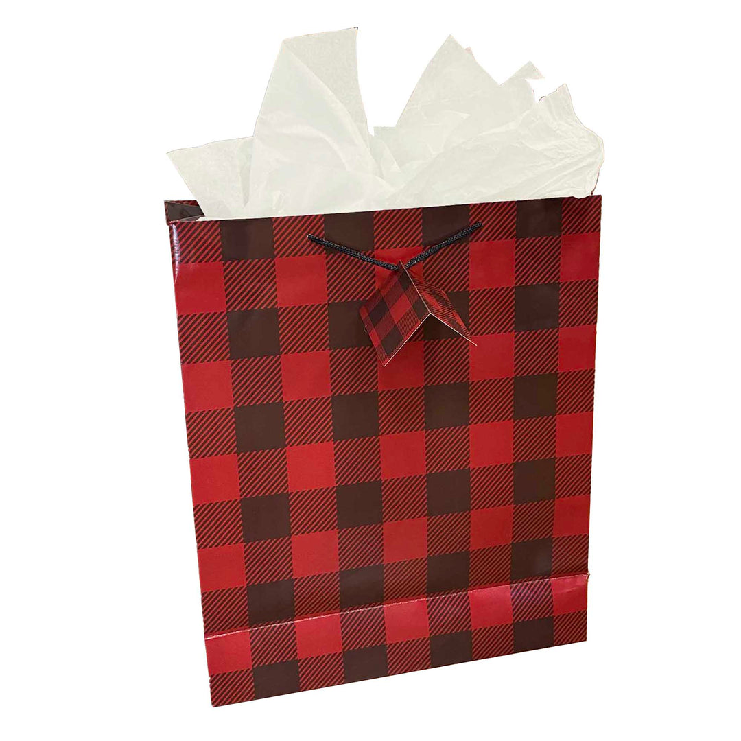 Gift Bag Large with Tissue Paper - Buffalo Check (Minimum of 12)