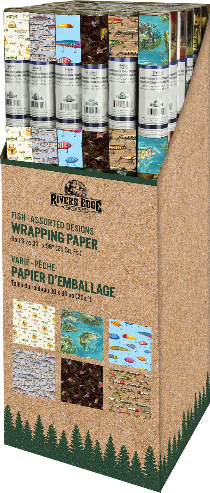 Gift Wrap - Fishing Assortment (Minimum 36 per Display)