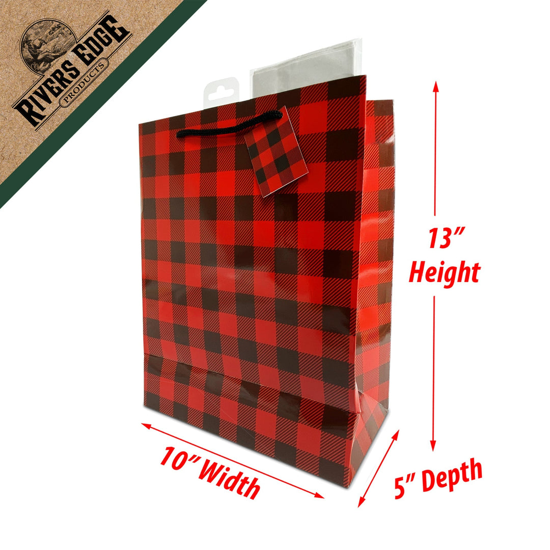 Gift Bag Medium with Tissue Paper - Red Buffalo Check