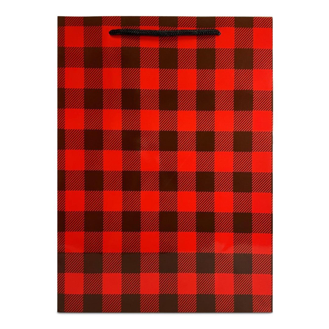 Gift Bag Medium with Tissue Paper - Red Buffalo Check