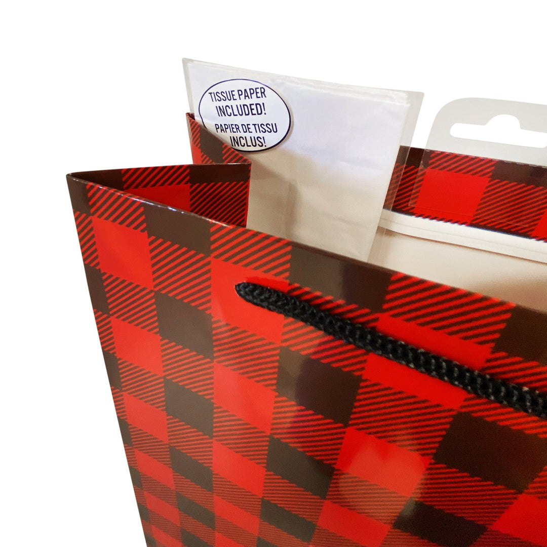 Gift Bag Medium with Tissue Paper - Red Buffalo Check