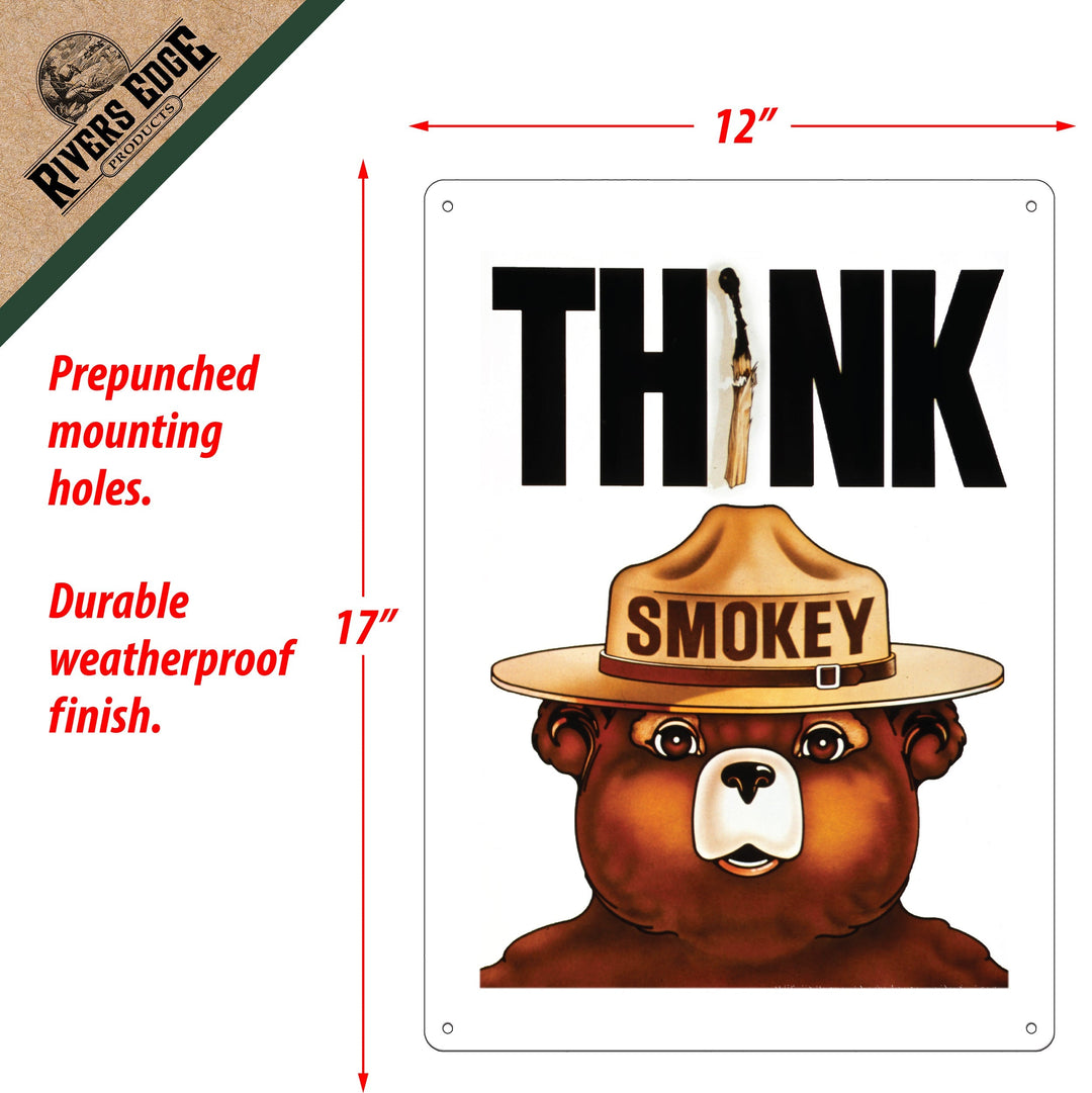 Metal Tin Signs, Funny, Vintage, Personalized 12-Inch x 17-Inch - Smokey "Think"