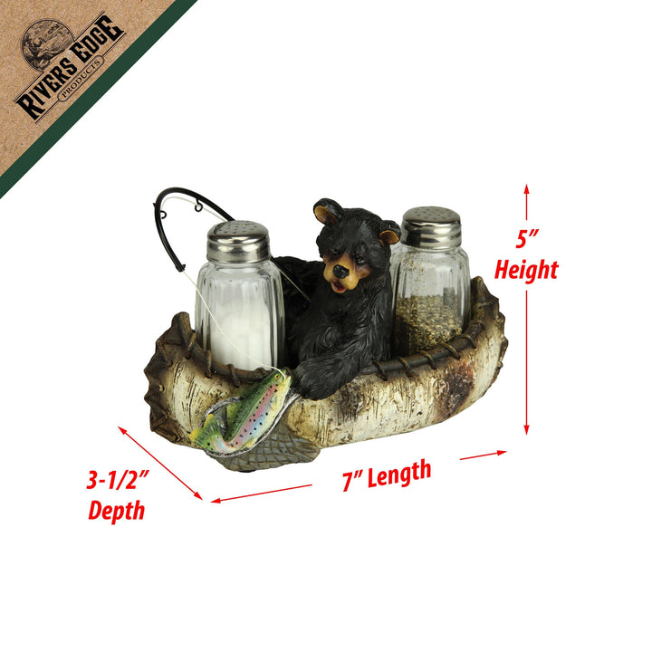 Salt and Pepper Shakers - Fishing Bear