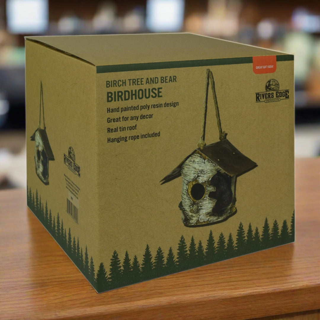 Birdhouse - Birch Tree and Bear