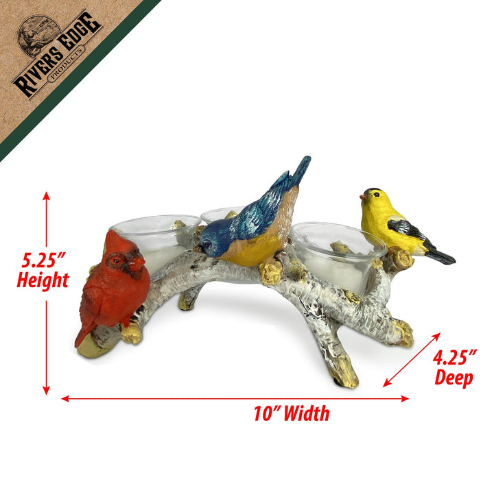 Candle Holder - Birch with Birds 3-Piece