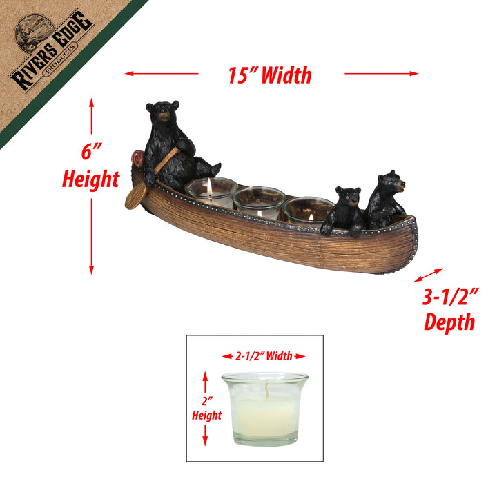 Candle Holder - Bears/Canoe 3-Piece