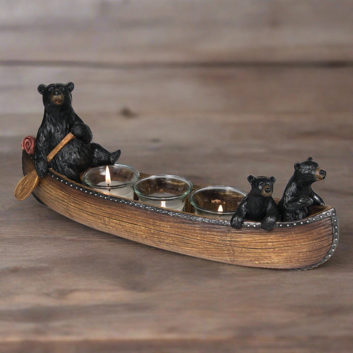 Candle Holder - Bears/Canoe 3-Piece