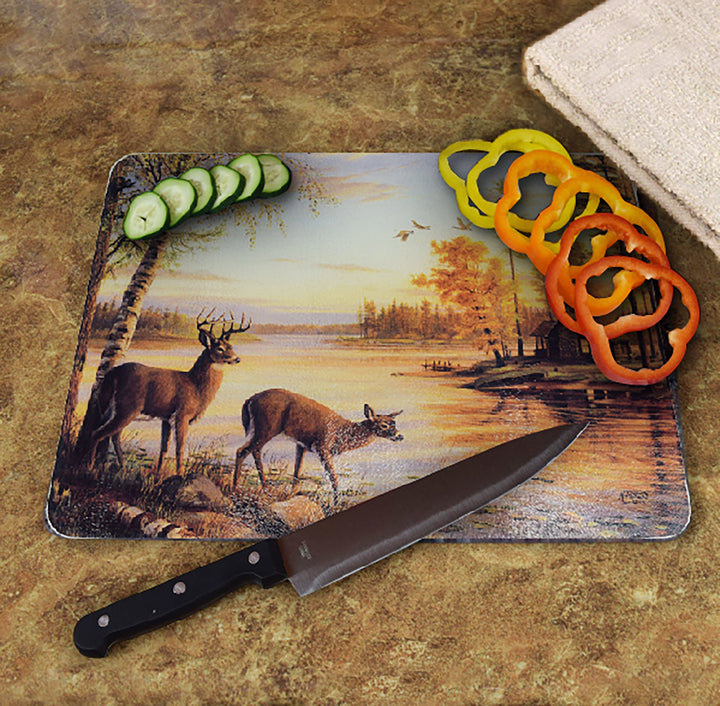 Cutting Board 12in x 16in - Quiet Evening - Deer