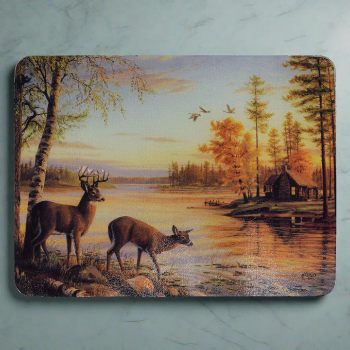 Cutting Board 12in x 16in - Quiet Evening - Deer