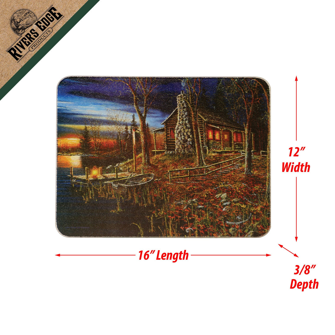 Cutting Board 12in x 16in - Cabin Scene