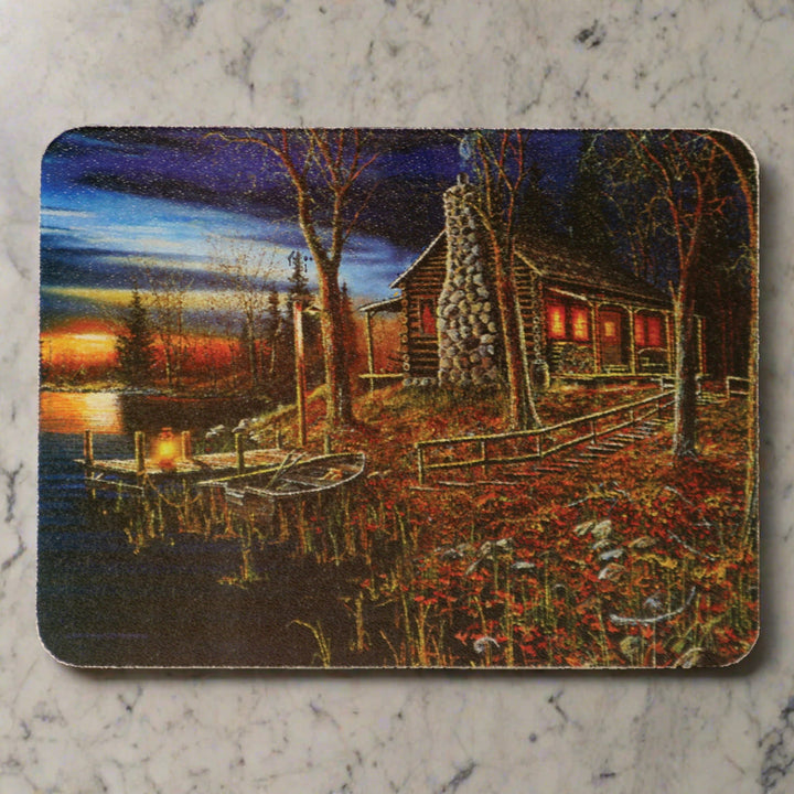 Cutting Board 12in x 16in - Cabin Scene