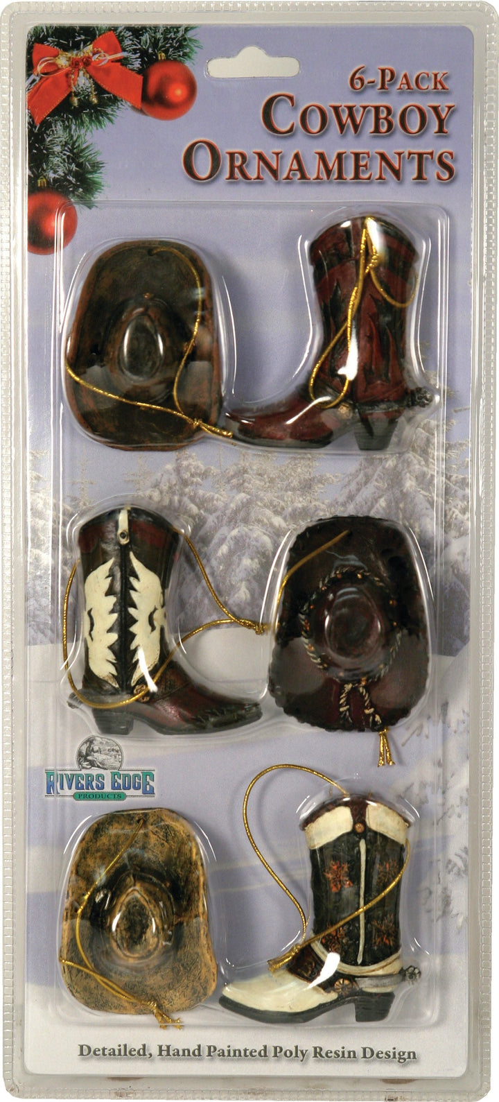 Christmas Ornaments 6-Pack - Western Cowboy