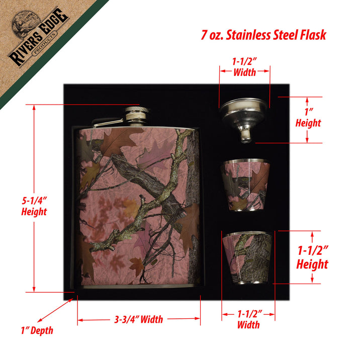 Flask and Shot Set - Pink Camo